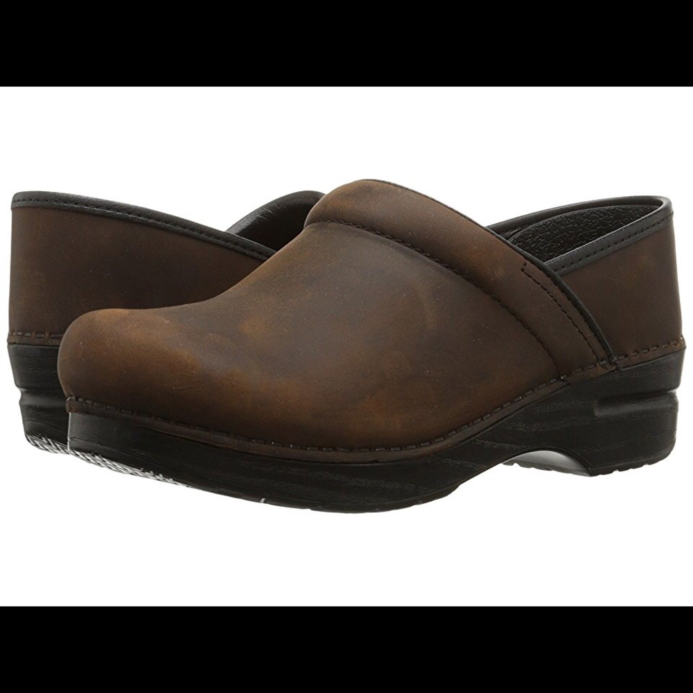 Dansko Wide Pro Oiled Clogs- Antique Brown